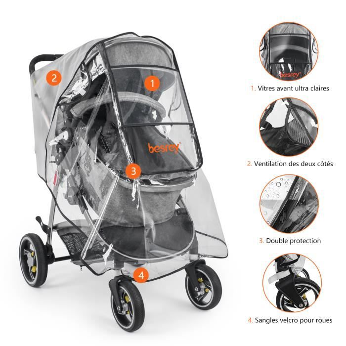 Habillage de pluie universel pour poussette BEBE9 REFERENCE, Vente