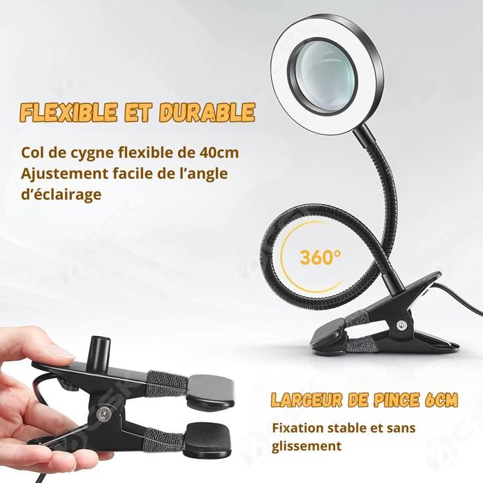 Lampe De Lecture à Pince, 3 Modes De Couleur, 10 Niveaux De Luminosité