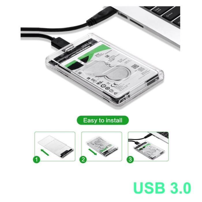Boîtier Disque Dur USB 3.0 Boitier Externe Adaptateur Lecteur pour 2.5''  SATA HDD SSD 7/9.5 mm Caddy Haute Vitesse à 5Gbps UASP - Cdiscount  Informatique