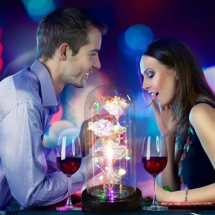 Rose Eternelle sous Cloche, Cadeau Femme Anniversaire, Rose Dôme en Verre  Fleur Artificielle avec LED Romantique Cadeau - Cdiscount Maison