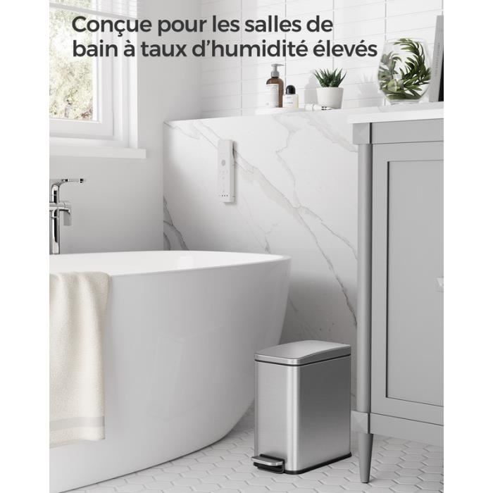 Poubelle Sans Couvercle Grise – 10 L, Compacte, Pour Bureau, Chambre, Salle De Bain, Cuisine