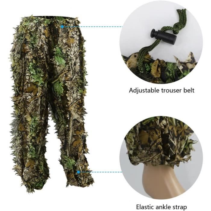 Zicac Tenue Camouflage Chasse Militaire Ghillie 3D Ajustable pour Homme  Femme Photographe Animalier Enclos Extérieur (Taille 1.6103 - Cdiscount  Sport