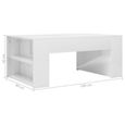 vidaXL Table basse Blanc brillant 100x60x42 cm Aggloméré-3