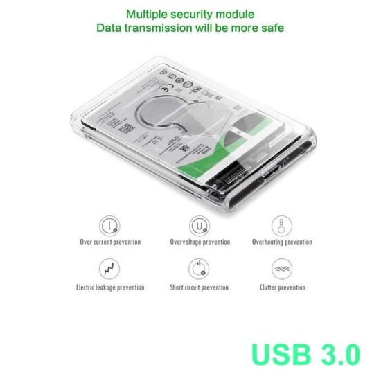 6€26 sur Boitier de disque dur USB 3.0 à 2.5 SATA 3.0 tui externe