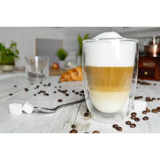 Verre à double paroi avec anse pour cappuccino CHiATO, 210 ml