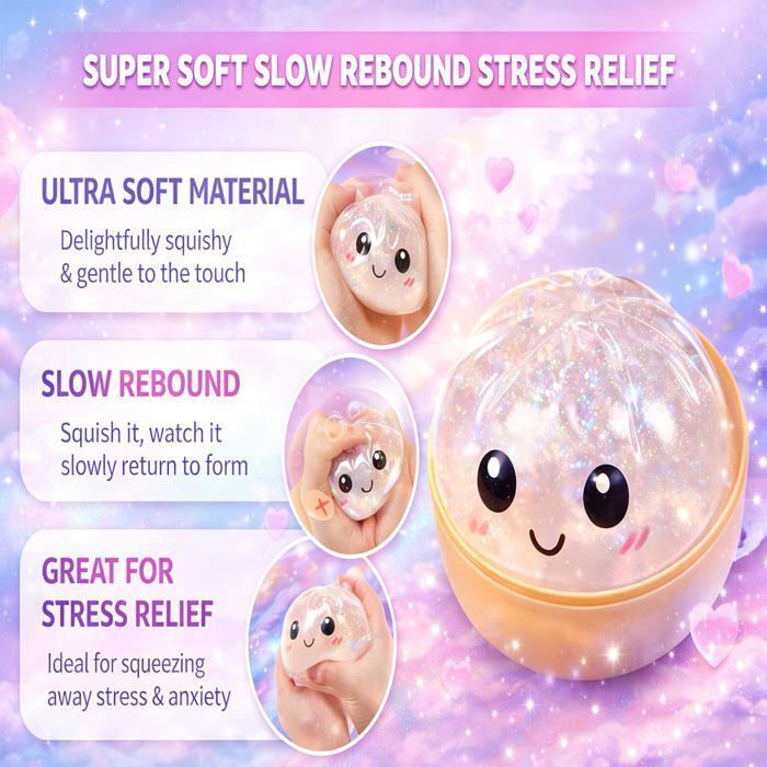 Jouet anti-stress « boîte surprise » en forme de ravioli pailleté à montée lente – Jouet sensoriel à malaxer (bleu clair) - Jeux - Jouets