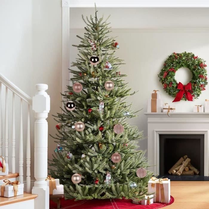 Boules De Noël - 4 Cm - Lot De 12 - Blanc Et Doré