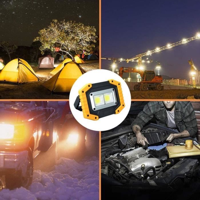50W Projecteur de chantier LED rechargeable Camping extérieur 4