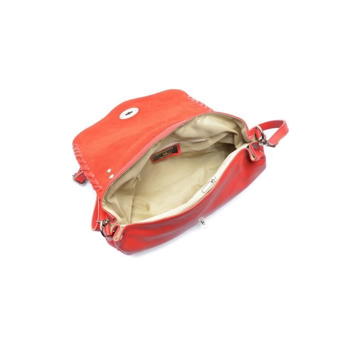 SS23 MG 1837T Sac a main Mangotti Cuir de vache UNI Rouge Rouge Cdiscount Bagagerie Maroquinerie