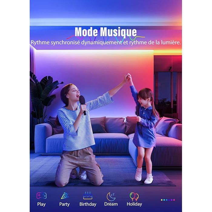 Bande LED RGB 5050 Bluetooth 30m - éclairage Décoratif Intérieur/extérieur
