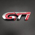 1 -Autocollant 3D en métal pour coffre arrière de voiture, Badge chromé et rouge GTI pour Peugeot 308 306 106 206 205 208-0