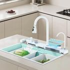 YAGATAP Évier Cuisine Cascade inox Professionnel Robinet de cuisine lavabo Cuisine à Encastre Multifonctionnelr avec Robinet Rétractable