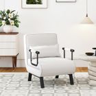 COSTWAY Fauteuil Convertible à Lit 1 Place, Fauteuil de Salon 4-en-1, Dossier Réglable en 6 Positions avec Oreiller Blanc