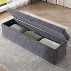 JAERLIUB Banc coffre rangement en velours - FOTOPRO - 141x41.5x47cm - Gris - Contemporain - Design - Intérieur