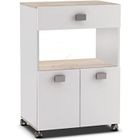 PEGANE Meuble de cuisine - Desserte pour micro-ondes en Acacia-blanc mat - 59,6 x 88,3 x 41,2 cm