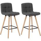 WOLTU Lot de 2 Tabourets de Bar avec Repose-Pieds,Chaise de bar Design en Bois Massif et Lin,Gris Foncé