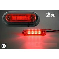 2x 4 LED Feux Gabarit Latéraux Rouge Montage Encastré 12/24V pour Camion Remorque
