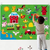 Jouets éducatifs,Graphiques De Flanelle De Pour Enfants garçons et filles- Farm Animals Felt Board Set
