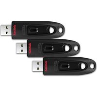 3PCS SanDisk 64 Go Ultra Clé USB 3.0 , jusqu'à 130 Mo/s Noir - (paquet de trois )