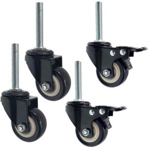 M12 2 Pouces 200 Kg Roulettes à Tige Avec Frein Silencieux à Toute épreuve Pivot Industriel Chariot Remplacement Roulettes Pour Table Chaise 4 Paquets M10 Roulettes De Meubles Filetage M8 