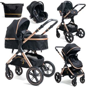 POUSSETTE  BEBELISSIMO - Poussette combinée trio 3 en 1 - siège auto 0m – nacelle – dès la naissance – jusqu’à 22kg – Premium - noir