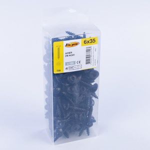 Lot 150 Vis FIXPRO Torx 6x35 Mm Tête Fraisée Bombée - Zingué Noir - Penture