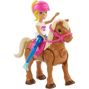 POUPÉE Poupée Barbie et Mini Poney Brun Clair avec Selle 