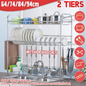 /Égouttoir /à Vaisselle pour /Évier en Acier Inoxydable /Étag/ère Rangement Cuisine 2 Niveaux /Égouttoir /à Vaisselle Cuisine Crochets Etag/ère Support /à Egouttoir pour Bol Assiette Spatule Multifoncti