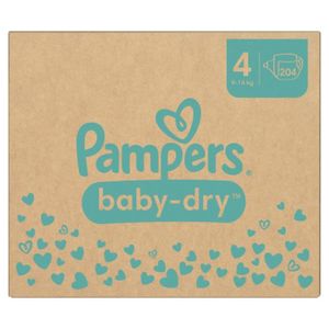 COUCHE Couches Pampers Baby-Dry Taille 4 - 204 Couches - 
