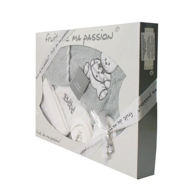 Coffret Sortie de bain gris Motif Nounours FRUIT DE MA PASSION Naissance Mixte Bebe Cdiscount Puericulture Eveil bebe