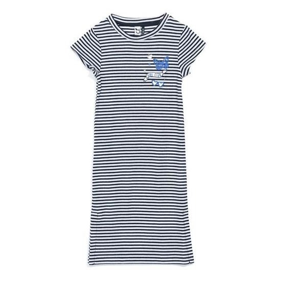 Robe Chemise Gap Pour Fille - Bleu Marine Et Blanc, Taille 12, Manches Volantes