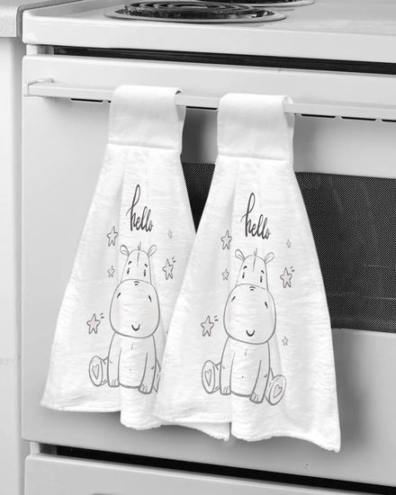 5 Serviettes De Main Enfant Microfibre - Animaux Mignons - Suspendables