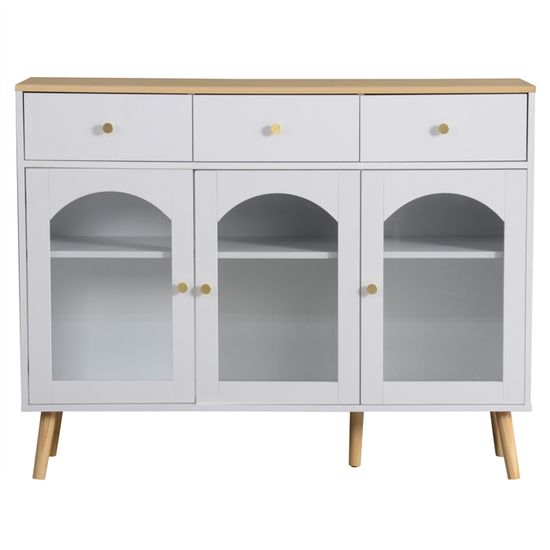 Buffet Armoire Blanc Style Maison Campagne – Commode 2 Portes Tiroirs Bois Palazzo INT