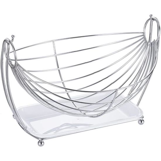 Corbeille à Fruits à 2 Niveaux Dorée Amovible - Panier De Rangement En Fer Pour Cuisine, Salle De Bain, Décoration Table - Dimensions 32x32 Cm - 2