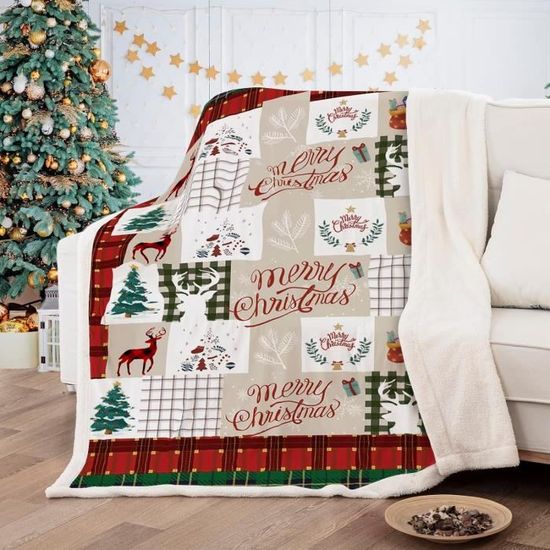 Couverture Noël 75x100cm - Motif Père Noël Nains | Sherpa Douce Enfant