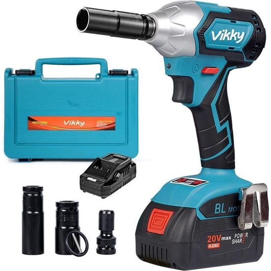 Visseuse à Percussion Sans Fil 1300Nm - 1/2 Pouce - Moteur Sans Balais - 2 Batteries 4000mAh - Pour Camion/Voiture