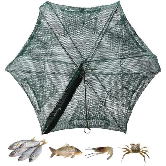 Filet De Pêche Pliable - Piège à Appâts Portable Pour Crabes, Crevettes, Poissons - 19 Sections, 12 Trous, Longueur 3.3 M - Facile à Transporter Et à Utiliser