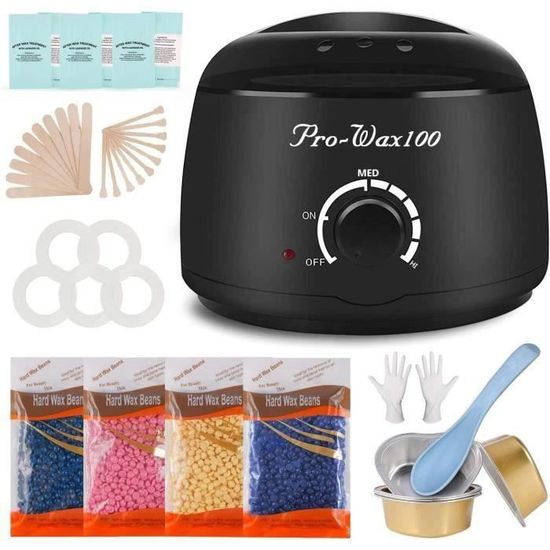 Chauffe Cire Epilation Kit Epilation Cire avec 400g Perles de Cire