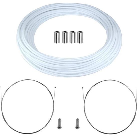 Gaine Dérailleur Vélo 10 M - Diamètre 4 Mm Blanc, Avec Embouts Plastique Et Alliage, Pour VTT, Route, BMX