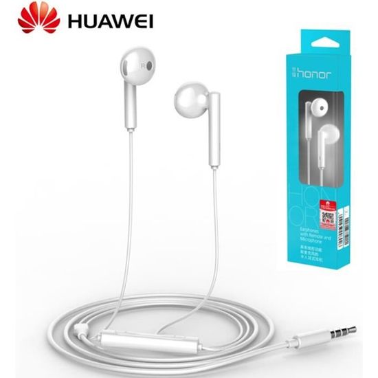 Huawei AM115 Ecouteurs 3.5mm Filaire Contrôle du Volume pour Huawei P8 9 10 Mate7 8 9 Honor 5X 6X 8 Blanc