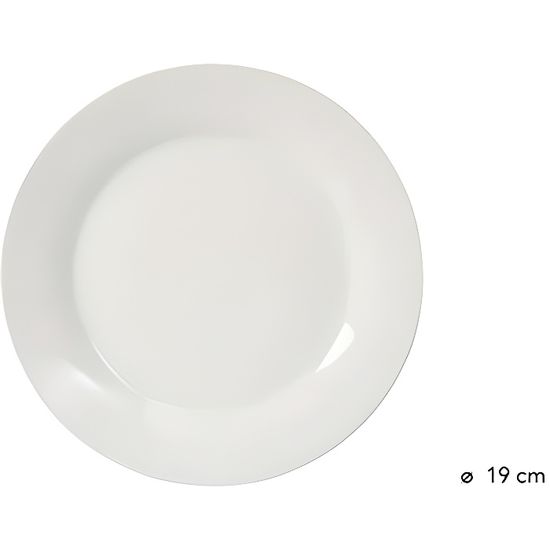 Assiette à Dessert de 20 cm à aile en Porcelaine blanche ALIX spéciale lave-vaisselle.