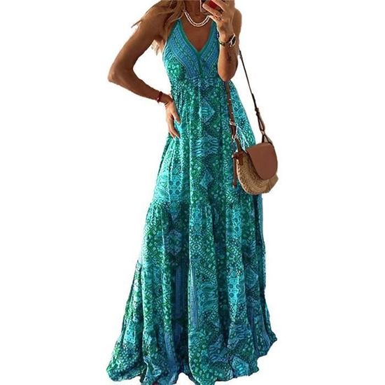Robe De Plage Femme Gosunny - Longue, Sans Manches, Bandeau élastique | Style Bohème, Imprimé Floral, Fente Devant - 5