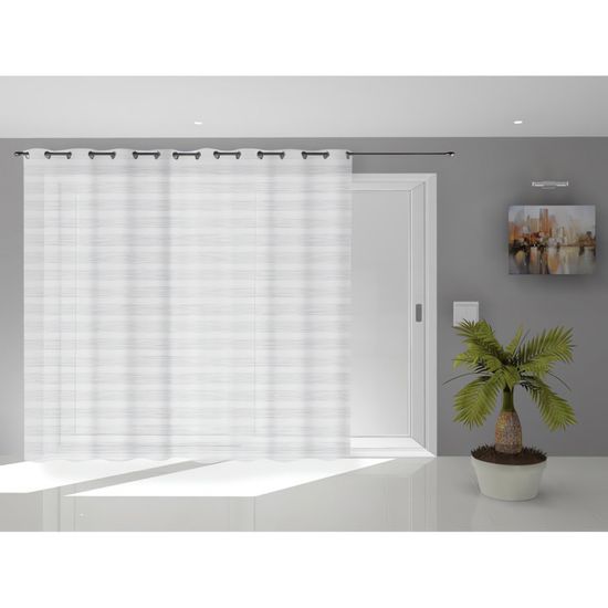 Voile DOLLY Pour Porte-Fenêtre 90x200cm - Lot De 2 En Polyester Blanc - Brise-Vue Décoratif