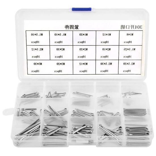 Kit De 13 Tailles De Goupilles Fendues (pins Cotter) En Acier Inoxydable 304 - Quincaillerie