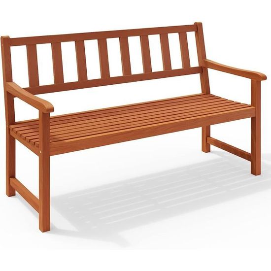 Banc De Jardin En Eucalyptus 126 Cm - Pour 2-3 Personnes - Charge Max 320 Kg - Résistant Aux Intempéries - 8