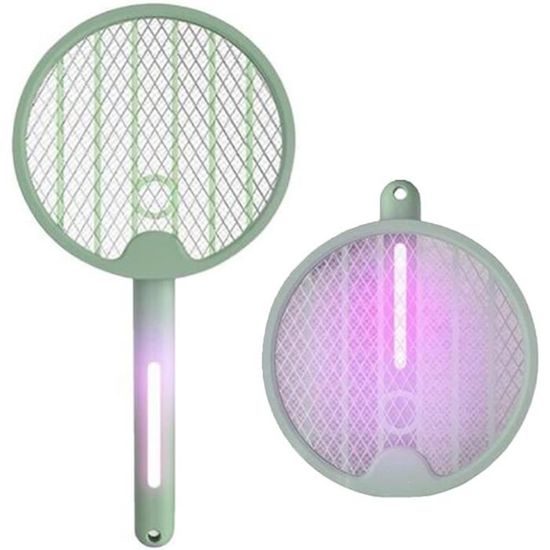 Raquette Anti-Moustique Électrique Pliable 2-en-1 - Recharge USB + Lampe Attrape-Mouches LED UV