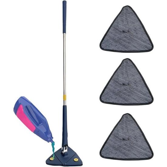 Vadrouille De Nettoyage Avec Manche Long 202 Cm - Balai Serpillère Pliable 180° Avec Grattoir Et Têtes Microfibre
