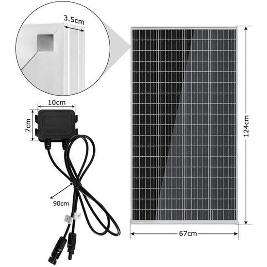 Panneau Solaire Portable Cocoarm 50W Monocristallin – Cadre Aluminium – Câble 3m – Pour Camping, RV, Randonnée