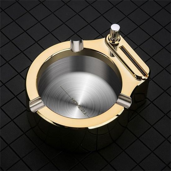 Cendrier Métal Motif Léopard - 9x7 Cm - Fonction Rotative Pour éteindre Les Mégots - Anti-odeurs