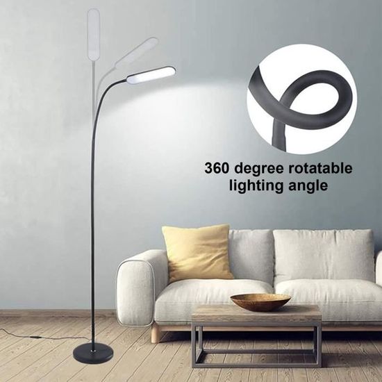 Lampadaire moderne lampadaire minimaliste gris réglable en hauteur avec  interrupteur cordon d'alimentation de 3 m lampe E27 pour le salon la  chambre à